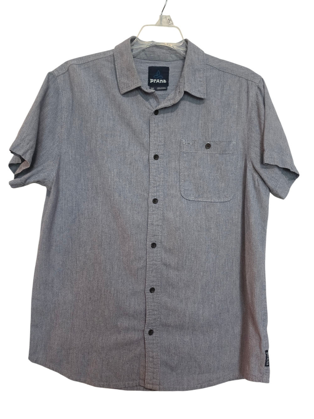 Prana Blue Cotton Short Sleeve Button Front Shirt SZ Small